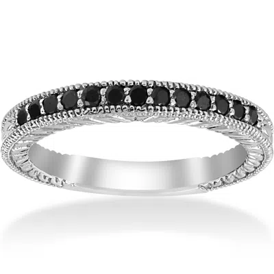 Pompeii3 1/6ct Black Diamond Wedding Anniversary Vintage Ring In Multi