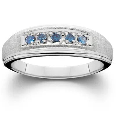 Pompeii3 1/6ct Blue Diamond Ring 14k White Gold In Multi
