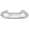 Pompeii3 1/6ct Curved Notched Diamond Wedding Ring 14k White Gold In Multi