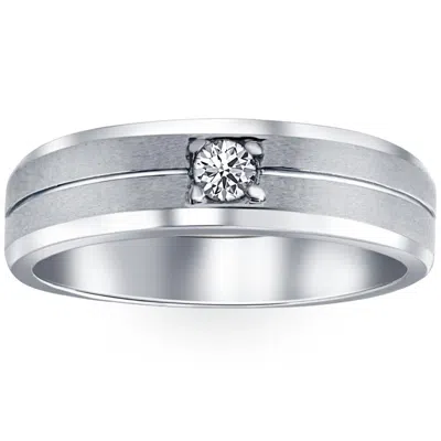Pompeii3 1/6ct Diamond Brushed Mens Wedding Band In White, Yellow, Or Rose Gold Lab Grown In Multi
