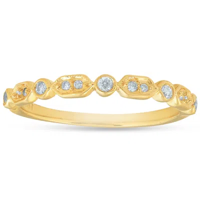 Pompeii3 1/6ct Diamond Wedding Ring 14k Yellow Gold In Multi