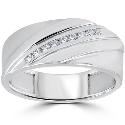 Pompeii3 1/6ct Mens Diamond Ring 10k White Gold In Multi