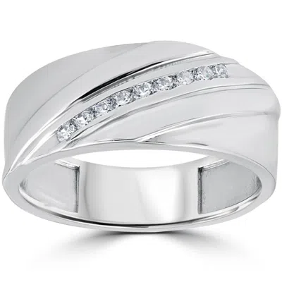 Pompeii3 1/6ct Mens Diamond Ring 10k White Gold Size Selectable In Silver