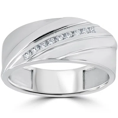 Pompeii3 1/6ct Mens Diamond Ring 10k White Gold Size Selectable In Purple