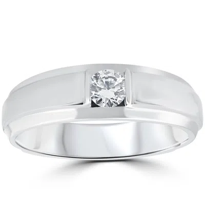 Pompeii3 1/6ct Mens Diamond Solitaire Ring 10k White Gold In Multi