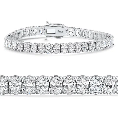 Pompeii3 16ct Tw Oval Diamond Tennis Bracelet 14k Gold 7" Lab Grown In Neutral