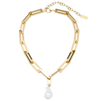 Pompeii3 17" Terry Chain Chunky Heavy Weight Baroque Freshwater Pearl 25mm Pearl Necklace In Multi