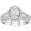 Pompeii3 1.75ct Oval Diamond Split Halo Engagement Wedding Ring Set White Gold Enhanced In Multi