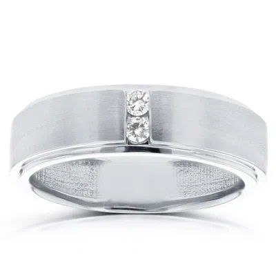 Pompeii3 1/8 Ct Tdw Mens Brushed Diamond Wedding Ring 10k White Gold In Multi
