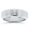 Pompeii3 1/8 Ct Tdw Mens Brushed Diamond Wedding Ring 10k White Gold In Silver