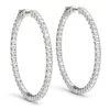 Pompeii3 1.80 Ct Ct Diamond Inside Outside Hoops Vault Lock 14k White Gold 30mm Tall In Silver