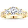 Pompeii3 1.80ct Three Stone Diamond Engagement Ring Vintage Accents 14k Yellow Gold In Multi