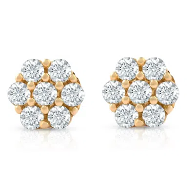 Pompeii3 1/8ct Diamond Studs Womens Earrings 10k Yellow Gold In Multi