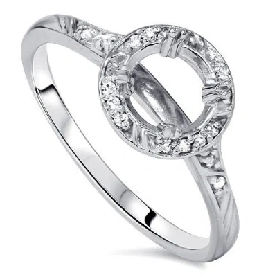 Pompeii3 1/8ct Diamond Vintage Engagement Ring Semi Mount 14k White Gold In Multi