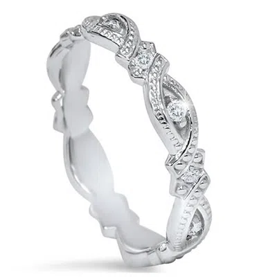 Pompeii3 1/8ct Vintage Sculptural Lab Created Diamond Eternity Ring 14k White Gold In Multi