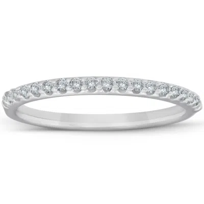 Pompeii3 1/8ct White Gold Diamond Anniversary Wedding Guard Ring Size Selectable In Silver