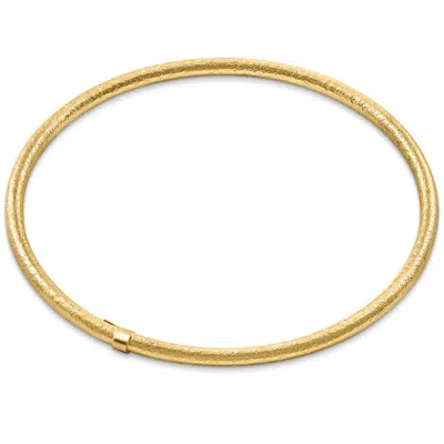 Pompeii3 18k Gold Plated Silver Textured 3mm Slip-on Bangle Bracelet In Brown