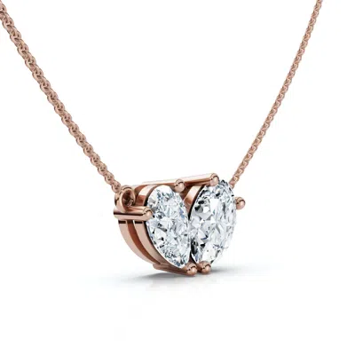 Pompeii3 1.90ct Heart To Heart Diamond Pendant 14k Gold Women's 18" Necklace Lab Grown In Multi