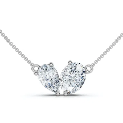 Pompeii3 1.90ct Heart To Heart Diamond Pendant 14k Gold Women's 18" Necklace Lab Grown In White