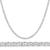 Pompeii3 19ct Oval Diamond Tennis Necklace 14k White Gold Lab Grown In Silver