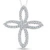 Pompeii3 1ct 14k White Gold Fancy Diamond Cross Necklace In Multi