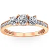 Pompeii3 1ct 3 Stone Diamond Engagement Ring 14k Rose Gold In Silver