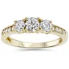 Pompeii3 1ct 3 Stone Diamond Engagement Ring 14k Yellow Gold In Silver