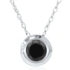 Pompeii3 1ct Aaa Black Diamond Solitaire Bezel Pendant 14k White Gold In Multi
