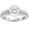 Pompeii3 1ct Bezel Set Solitaire Diamond Engagement Ring 14k White Gold Round Enhanced In Silver