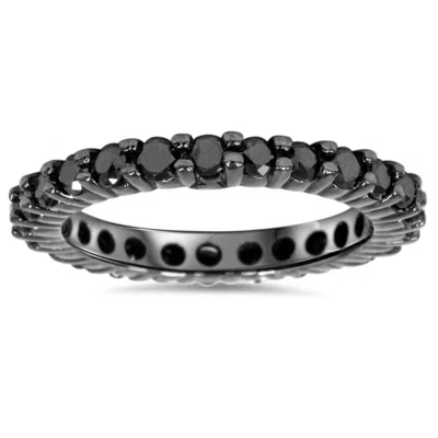 Pompeii3 1ct Black Diamond Eternity Wedding Ring 14k Black Gold Size Selectable