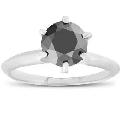 Pompeii3 1ct Black Diamond Solitaire Engagement Ring 14k White Gold In Multi