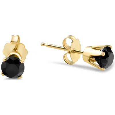 Pompeii3 1ct Black Diamond Studs In 14k Yellow Gold In Multi
