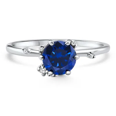 Pompeii3 1ct Blue Sapphire Diamond Lina Engagement Ring 14k Gold Lab Grown