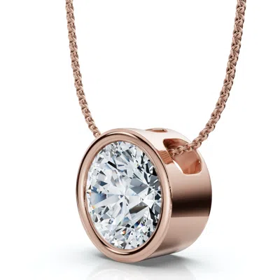 Pompeii3 1ct Certified Bezel Diamond Pendant 14k Gold 18" Necklace Fg/si