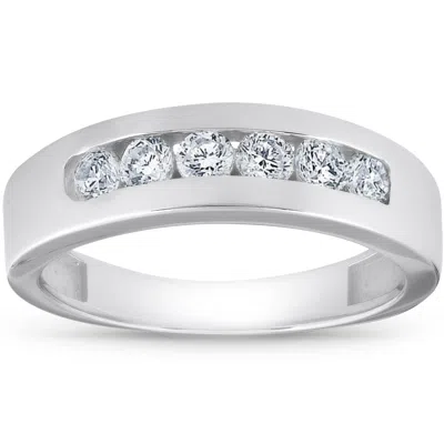 Pompeii3 1ct Channel Set Mens Diamond Wedding Ring 14k White Gold In Multi