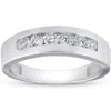 Pompeii3 1ct Channel Set Mens Diamond Wedding Ring 14k White Gold In Silver