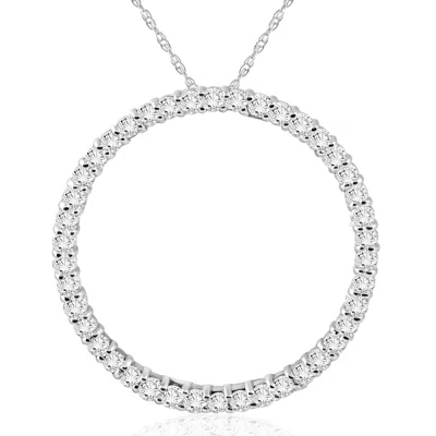 Pompeii3 1ct Circle Diamond Pendant White Gold Necklace Lab Grown In Silver