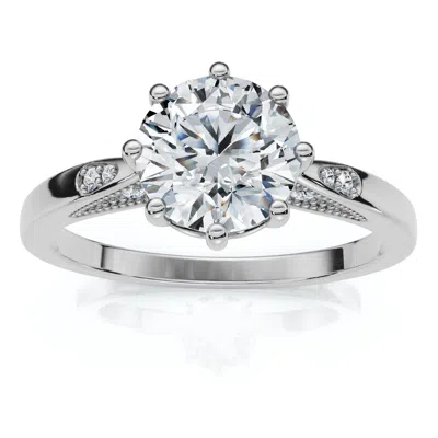 Pompeii3 1ct Crown Setting Diamond Engagement Ring 14k Gold Or Platinum Lab Grown In Silver