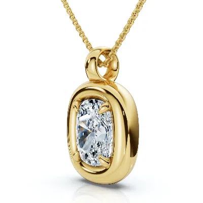 Pompeii3 1ct Cushion Diamond Navi Pendant 14k Gold Lab Grown 18" Necklace Size: 5/8" Tall