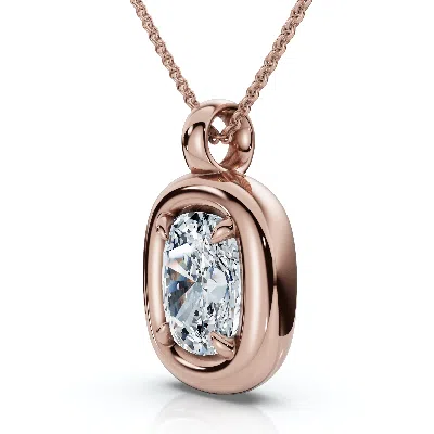 Pompeii3 1ct Cushion Diamond Navi Pendant 14k Gold Lab Grown 18" Necklace Size: 5/8" Tall