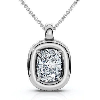 Pompeii3 1ct Cushion Diamond Navi Pendant 14k Gold Lab Grown 18" Necklace Size: 5/8" Tall In Silver