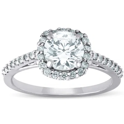 Pompeii3 1ct Cushion Halo Diamond Engagement Ring 14k White Gold Sz 7 In Silver