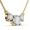 Pompeii3 1ct Diamond 3-stone Pendant Necklace 14k Gold Lab Grown In Gold