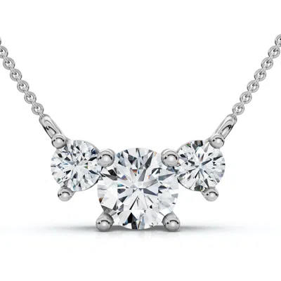 Pompeii3 1ct Diamond 3-stone Pendant Necklace 14k Gold Lab Grown In White
