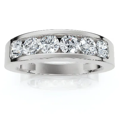 Pompeii3 1ct Diamond Channel Set Polished Wedding Band Mens Ring 14k White Gold Lab Grown In Neutral