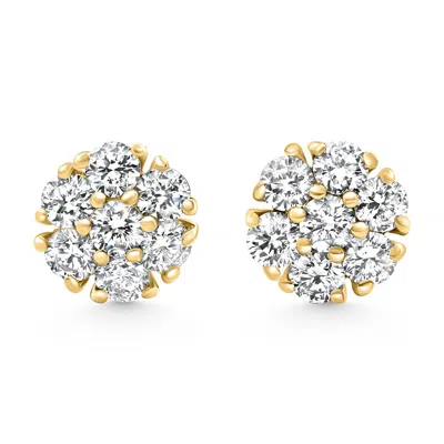 Pompeii3 1ct Diamond Cluster Pave Studs Screwback Earrings 14k Gold Lab Grown In White