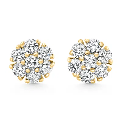 Pompeii3 1ct Diamond Cluster Pave Studs Screwback Earrings 14k Gold Lab Grown