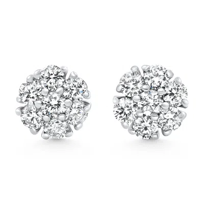 Pompeii3 1ct Diamond Cluster Pave Studs Screwback Earrings 14k Gold Lab Grown In Silver