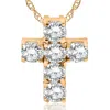 Pompeii3 1ct Diamond Cross Pendant 14k Yellow Gold 1/2" Tall In Multi