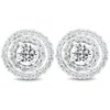 Pompeii3 1ct Diamond Double Halo Studs Screw Back Womens Earrings White Gold 10.2mm In Multi